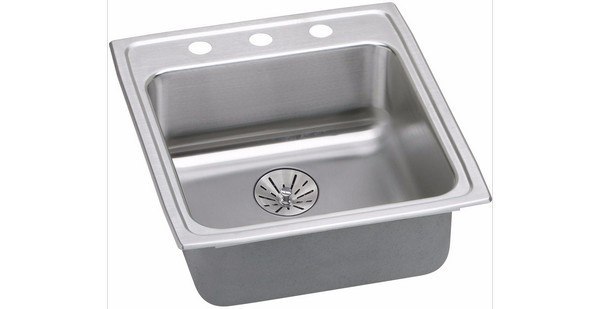 ELKAY LRAD202265PD3 STAINLESS STEEL 19-1/2 L X 22 W X 6-1/2 D KITCHEN SINK WITH PERFECT DRAIN, 3 FAUCET HOLES