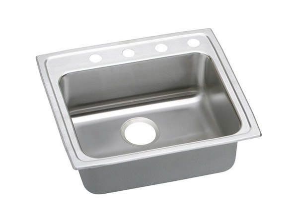 ELKAY LRAD2219401 STAINLESS STEEL 22 L X 19-1/2 W X 4 D TOP MOUNT KITCHEN SINK, 1 FAUCET HOLE