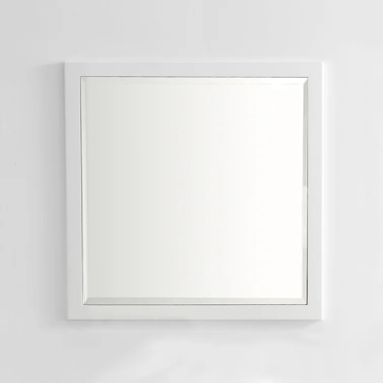 INFURNITURE IN3100-34MS-W 34 INCH SQUARE WOOD FRAMED MIRROR IN WHITE