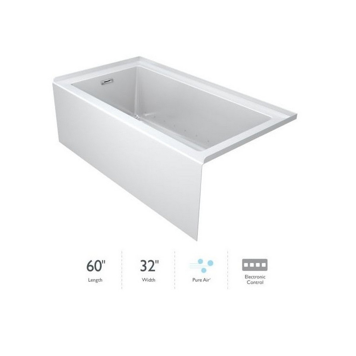 JACUZZI LNS6032XXW LINEA 60 X 32 INCH THREE WALL ALCOVE ACRYLIC BATHTUB IN WHITE