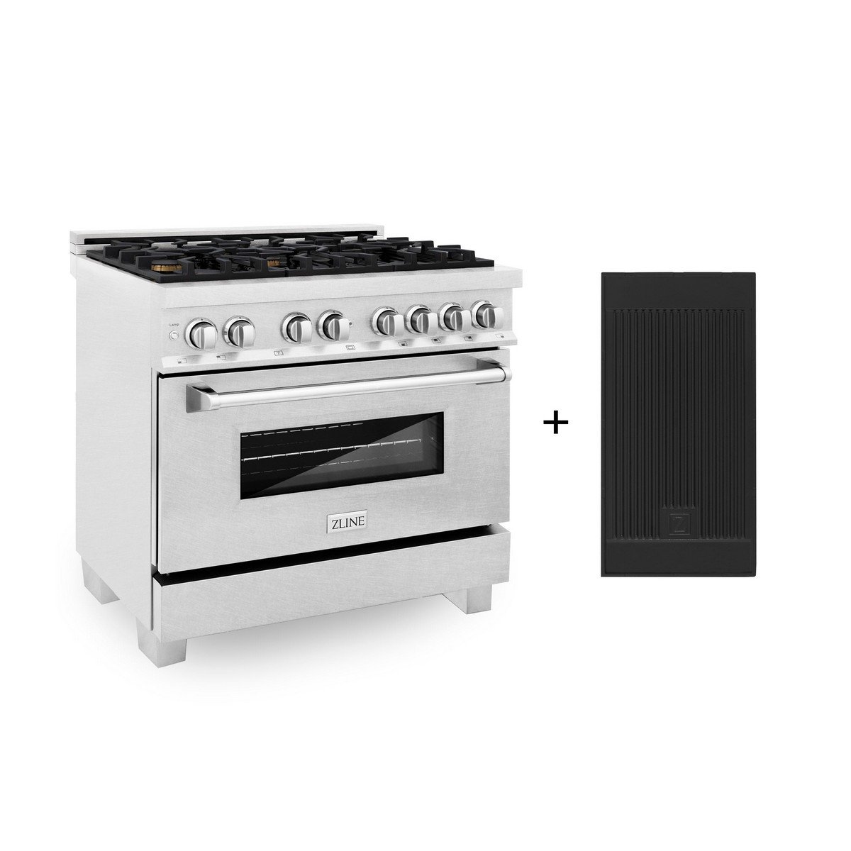 ZLINE R-BR-GR-36 36 INCH 4.6 CU. FT. 30 AMPS ELECTRIC OVEN AND GAS COOKTOP DUAL FUEL RANGE WITH GRIDDLE AND BRASS BURNERS