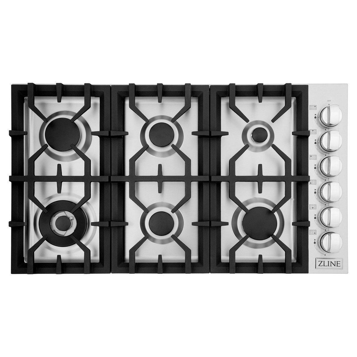 ZLINE RC-BR-36 36 INCH 6 BRASS BURNERS GAS COOKTOP IN STAINLESS STEEL