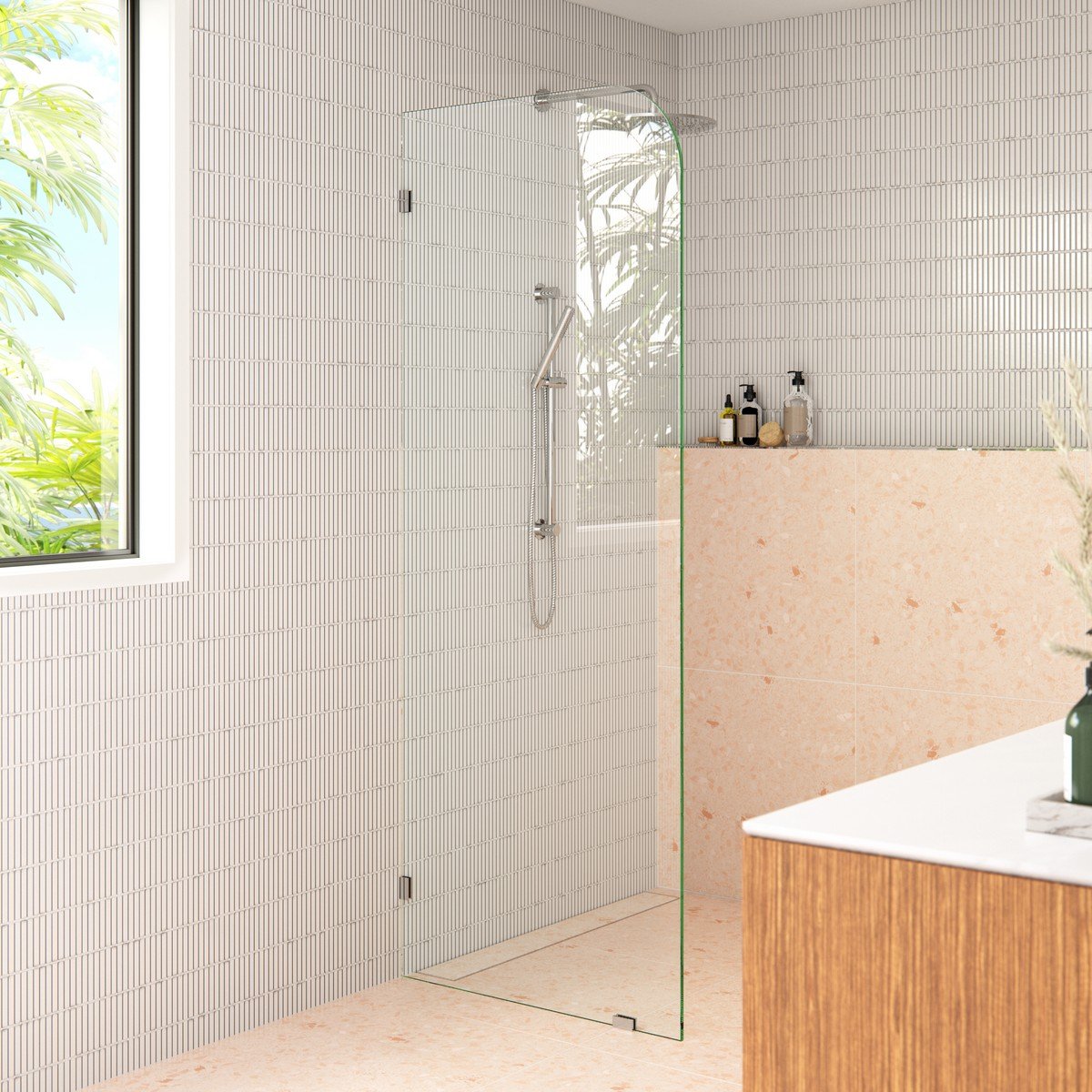 GLASS WAREHOUSE GW-F-RAD-36 SOLARIS 36 W X 78 H FULLY FRAMELESS SINGLE FIXED GLASS SHOWER PANEL