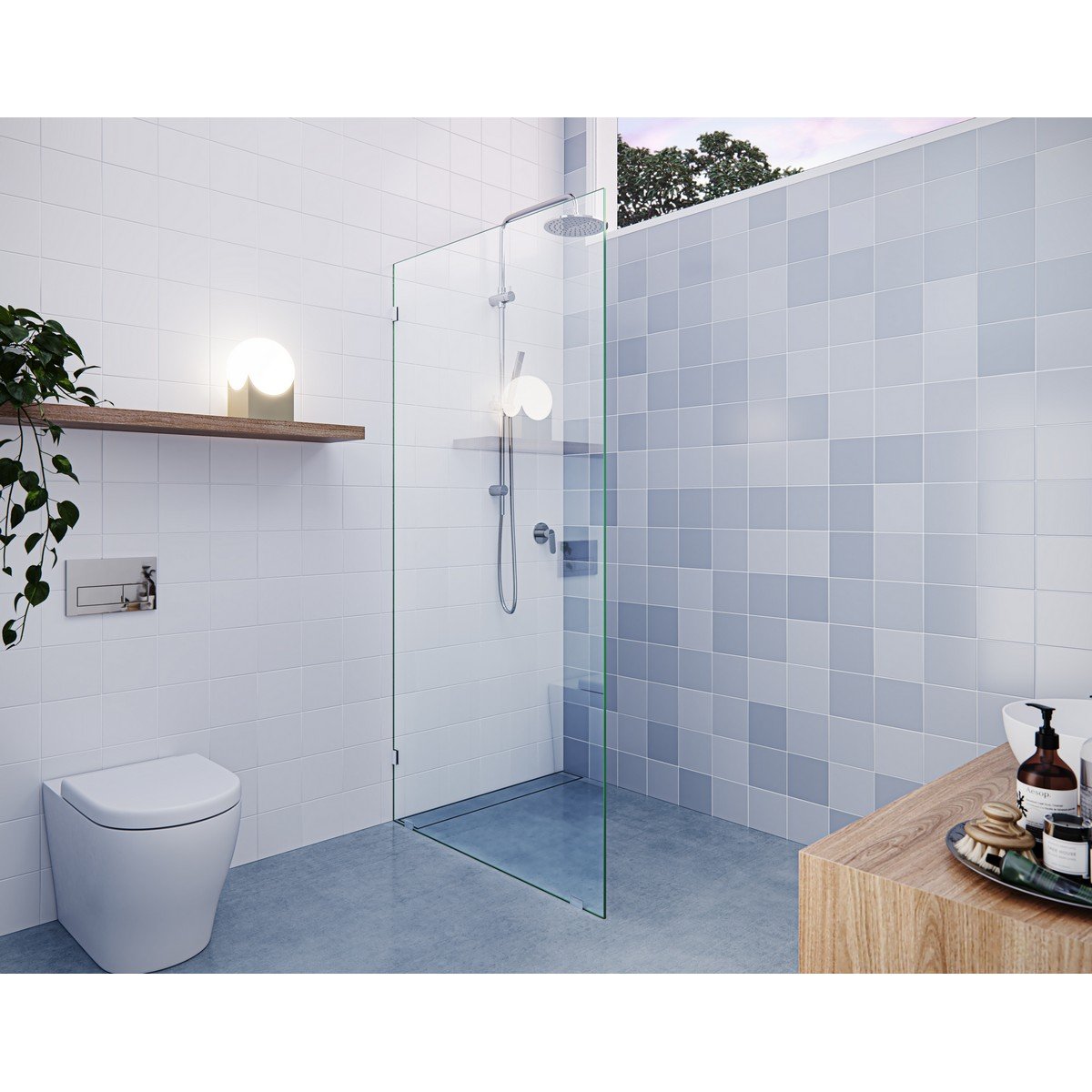 GLASS WAREHOUSE GW-SFP-34.5 VELA 34 1/2 W X 78 H FULLY FRAMELESS SINGLE FIXED GLASS SHOWER PANEL