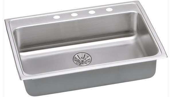 ELKAY LRAD312265PD4 STAINLESS STEEL 31 L X 22 W X 6-1/2 D KITCHEN SINK WITH PERFECT DRAIN, 4 FAUCET HOLES