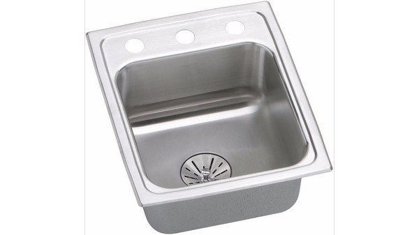 ELKAY LRADQ151765PD1 STAINLESS STEEL 15 L X 17-1/2 W X 6-1/2 D TOP MOUNT KITCHEN SINK WITH PERFECT DRAIN, 1 FAUCET HOLE