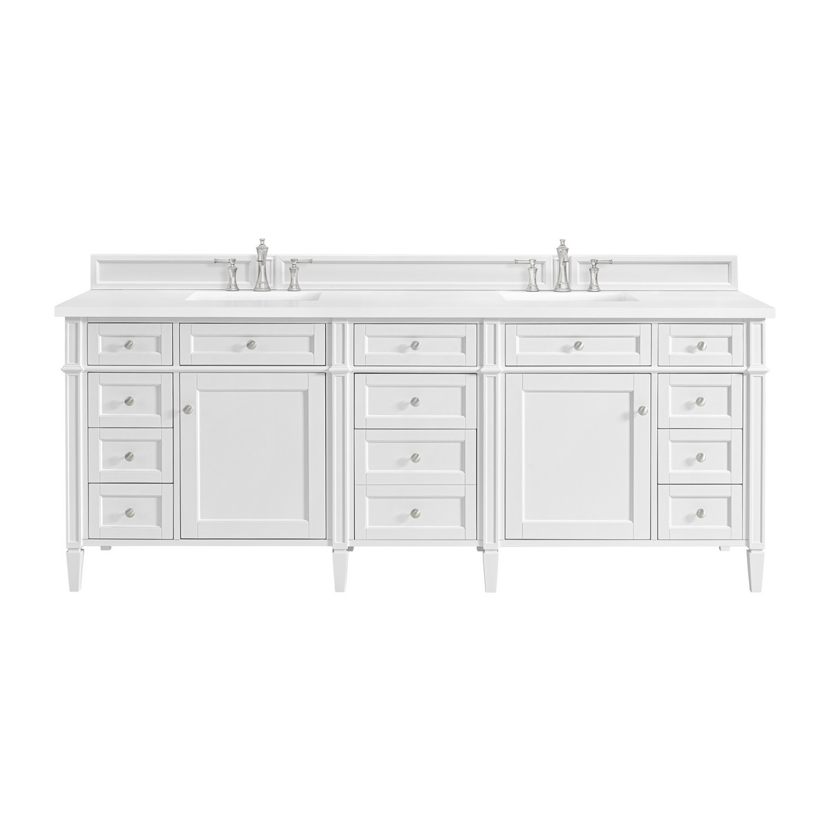 JAMES MARTIN 655-V84-BW-3WZ BRITTANY 84 INCH FREE-STANDING DOUBLE SINK BATHROOM VANITY IN BRIGHT WHITE WITH 3 CM TOP