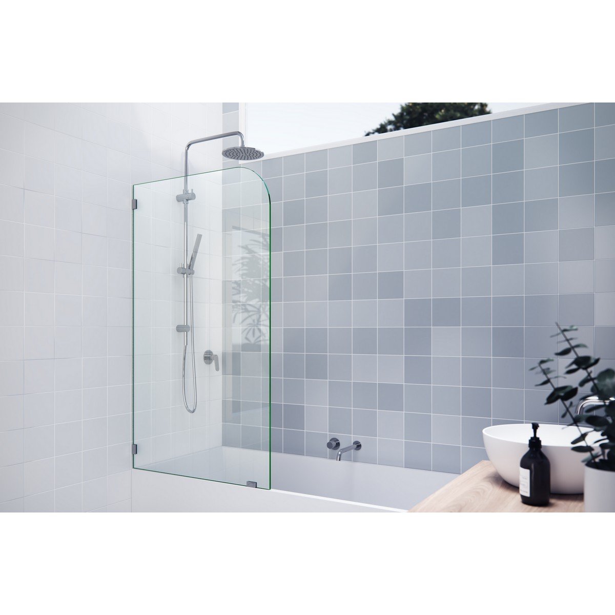 GLASS WAREHOUSE B-F-RAD-30 SOLARIS 30 W X 58 1/4 H FRAMELESS SINGLE FIXED BATHTUB PANEL