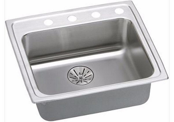 ELKAY LRADQ252165PD2 STAINLESS STEEL 25 L X 21-1/4 W X 6-1/2 D TOP MOUNT KITCHEN SINK WITH PERFECT DRAIN, 2 FAUCET HOLES