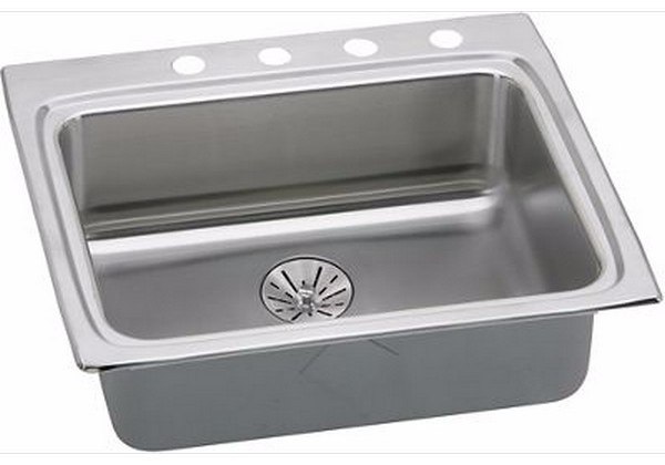 ELKAY LRADQ252265PD1 STAINLESS STEEL 25 L X 22 W X 6-1/2 D TOP MOUNT KITCHEN SINK WITH PERFECT DRAIN, 1 FAUCET HOLE