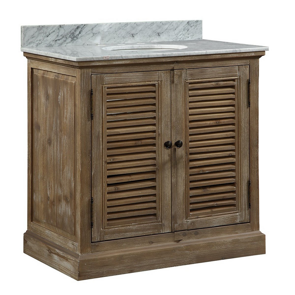INFURNITURE WK1936+CW TOP 36 INCH SOLID WOOD SINGLE SINK VANITY WITH CARRARA WHITE MARBLE TOP
