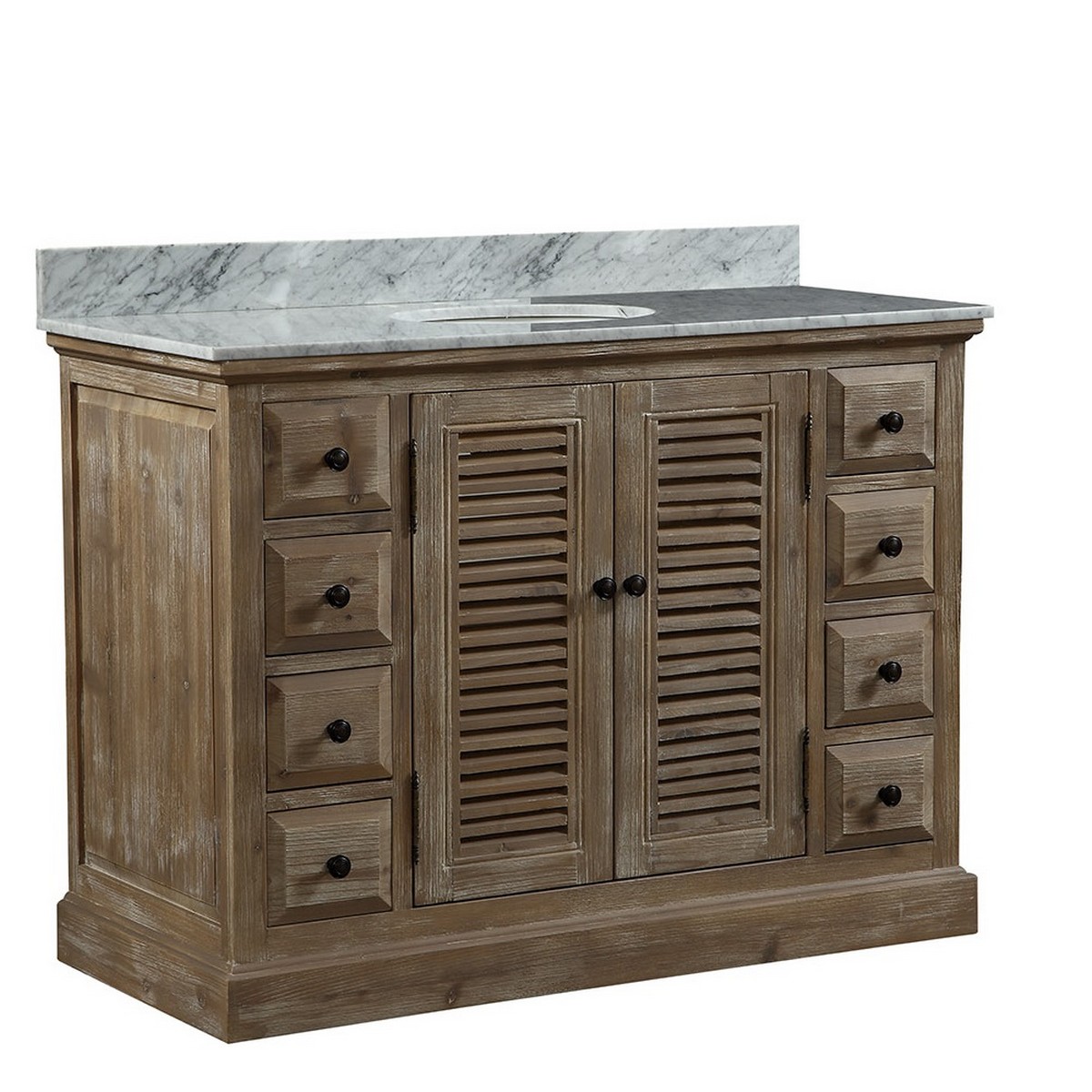 INFURNITURE WK1948+CW TOP 48 INCH SOLID WOOD SINGLE SINK VANITY WITH CARRARA WHITE MARBLE TOP