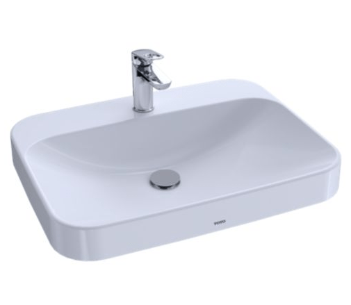 TOTO LT416.8G#01 ARVINA 23-5/8 INCH RECTANGLE VESSEL LAVATORY IN COTTON WITH 8 INCH FAUCET CENTERS