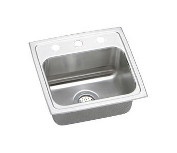 ELKAY PSR17161 PACEMAKER STAINLESS STEEL 17 L X 16 W X 7-1/8 D TOP MOUNT KITCHEN SINK, 1 FAUCET HOLE