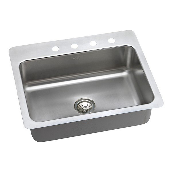 ELKAY DLSR2722105 LUSTERTONE STAINLESS STEEL 27 L X 22 W X 10 D UNIVERSAL MOUNT KITCHEN SINK, 5 FAUCET HOLES
