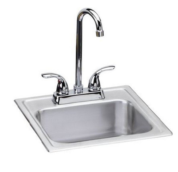 ELKAY DSEP1515C DAYTON STAINLESS STEEL 15 L X 15 W X 6 D TOP MOUNT BAR SINK WITH FAUCET