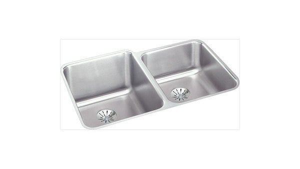 ELKAY ELUHAD312055RPD STAINLESS STEEL 31-1/4 L X 20-1/2 W X 5-3/8 D DOUBLE BOWL UNDERMOUNT KITCHEN SINK WITH PERFECT DRAIN