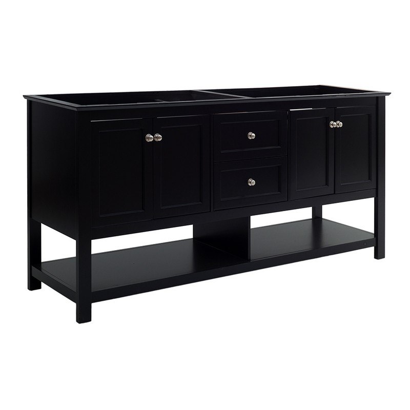 FRESCA FCB2372BL-D MANCHESTER 72 INCH  BLACK TRADITIONAL DOUBLE SINK BATHROOM CABINET