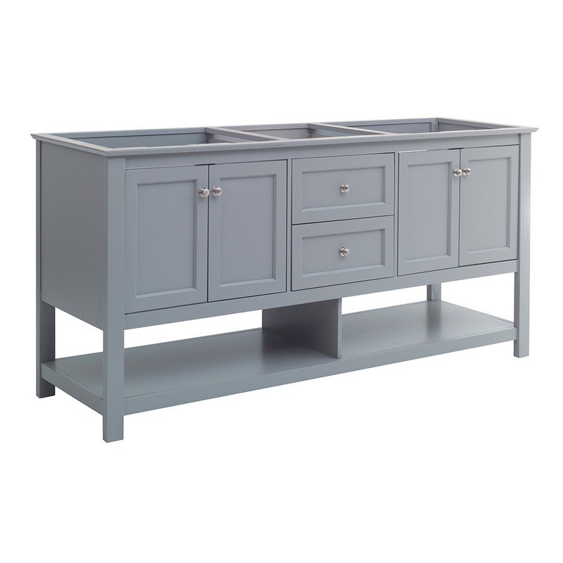 FRESCA FCB2372GR-D MANCHESTER 72 INCH  GRAY TRADITIONAL DOUBLE SINK BATHROOM CABINET