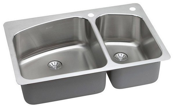 ELKAY LKHSR2509RPD1 STAINLESS STEEL 33 L X 22 W X 9 D KITCHEN SINK WITH PERFECT DRAINS, 1 FAUCET HOLE