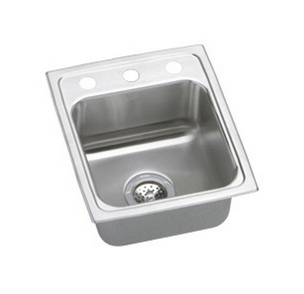 ELKAY PSR15171 PACEMAKER STAINLESS STEEL 15 L X 17-1/2 W X 7-1/8 D TOP MOUNT BAR SINK, 1 FAUCET HOLE