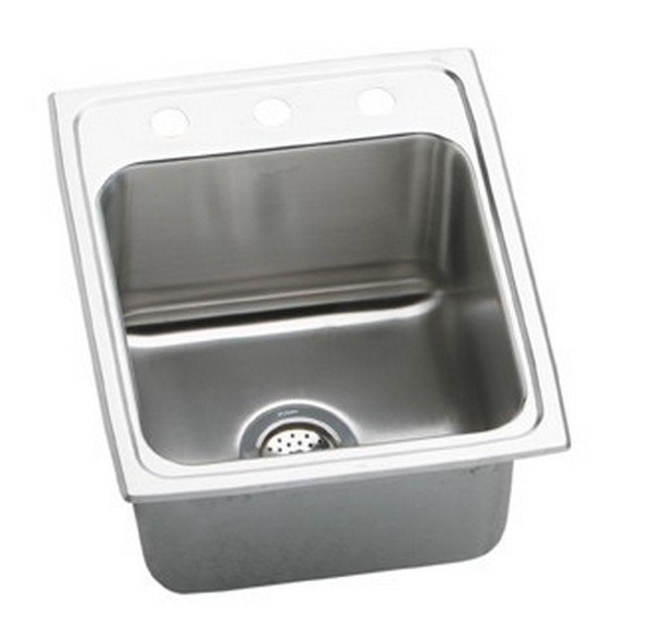 ELKAY DLR172010MR2 LUSTERTONE STAINLESS STEEL 17 L X 20 W X 10-1/8 D TOP MOUNT KITCHEN SINK, 2 FAUCET HOLES