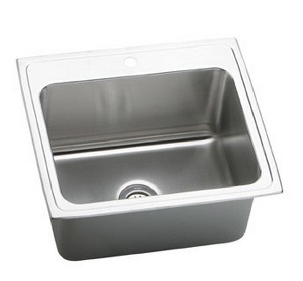 ELKAY DLR2521104 LUSTERTONE STAINLESS STEEL 25 L X 21-1/4 W X 10-1/8 D TOP MOUNT KITCHEN SINK, 4 FAUCET HOLES
