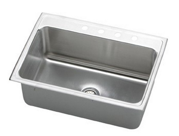 ELKAY DLR3122105 LUSTERTONE STAINLESS STEEL 31 L X 22 W X 10-1/8 D TOP MOUNT KITCHEN SINK, 5 FAUCET HOLES
