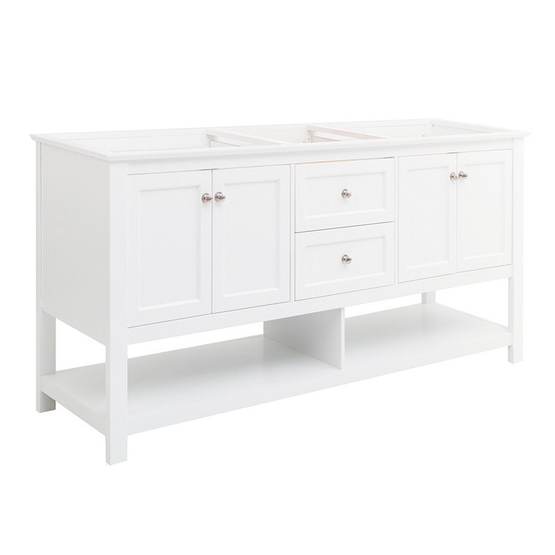 FRESCA FCB2372WH-D MANCHESTER 72 INCH  WHITE TRADITIONAL DOUBLE SINK BATHROOM CABINET