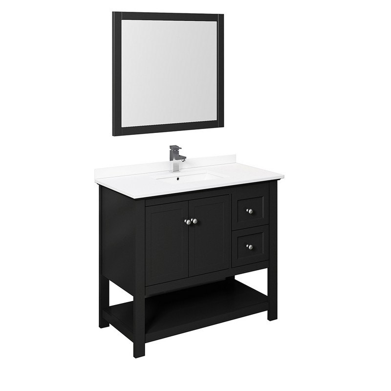 FRESCA FVN2340BL MANCHESTER 40 INCH BLACK TRADITIONAL BATHROOM VANITY WITH MIRROR