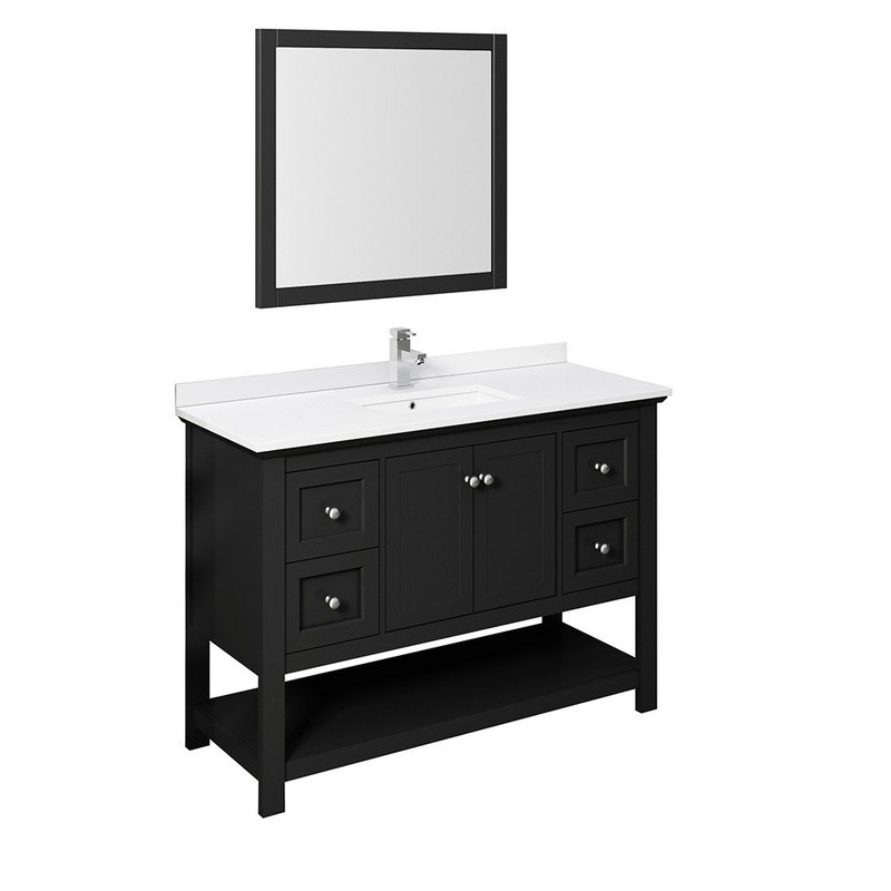 Traditional Bathroom Vanity With Mirror, 48 Inch Black Vanity Mirror