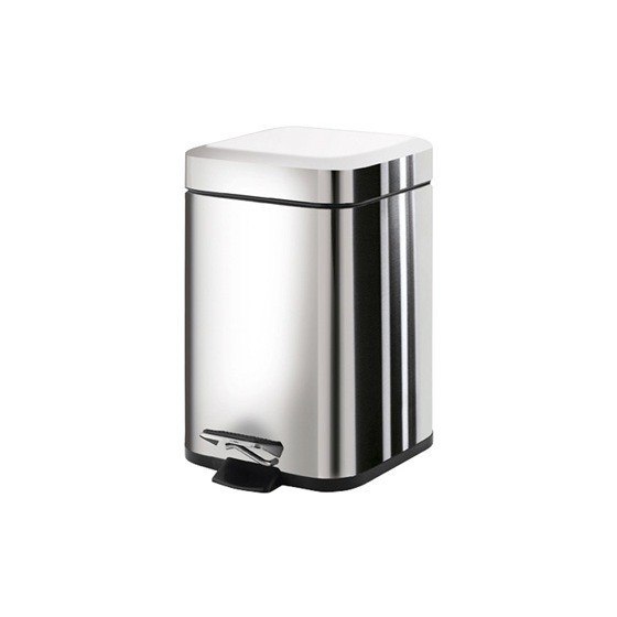 GEDY 2309-13 ARGENTA SQUARE POLISHED CHROME WASTE BIN WITH PEDAL