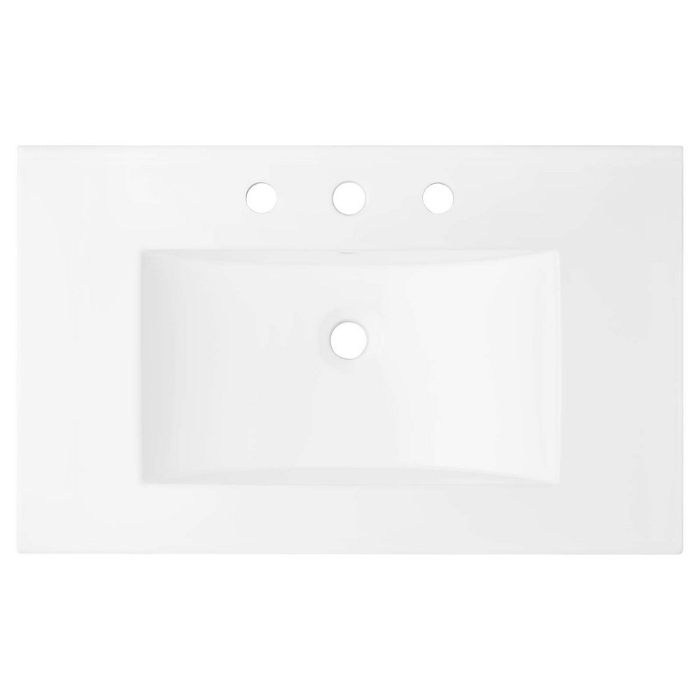 MODWAY EEI-4837-WHI CAYMAN 30 INCH CERAMIC SINGLE BOWL BATHROOM VANITY TOP IN WHITE