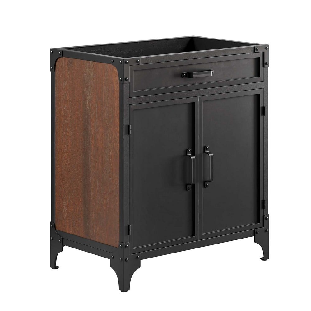 MODWAY EEI-6128-BLK-WAL STEAMFORGE 29 INCH FREE-STANDING BATHROOM VANITY CABINET ONLY IN BLACK WALNUT