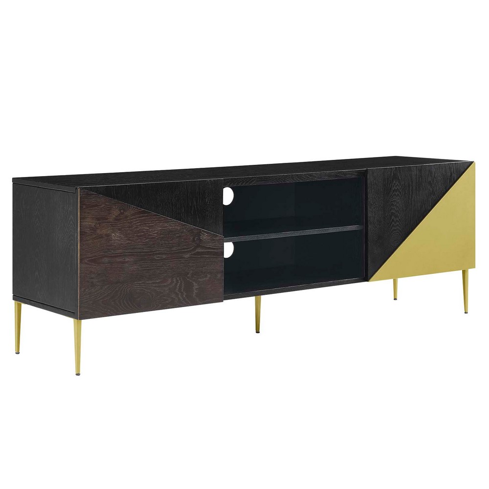 MODWAY EEI-6146-BLK-GLD ALCHEMIST 72 INCH TV STAND IN BLACK AND GOLD