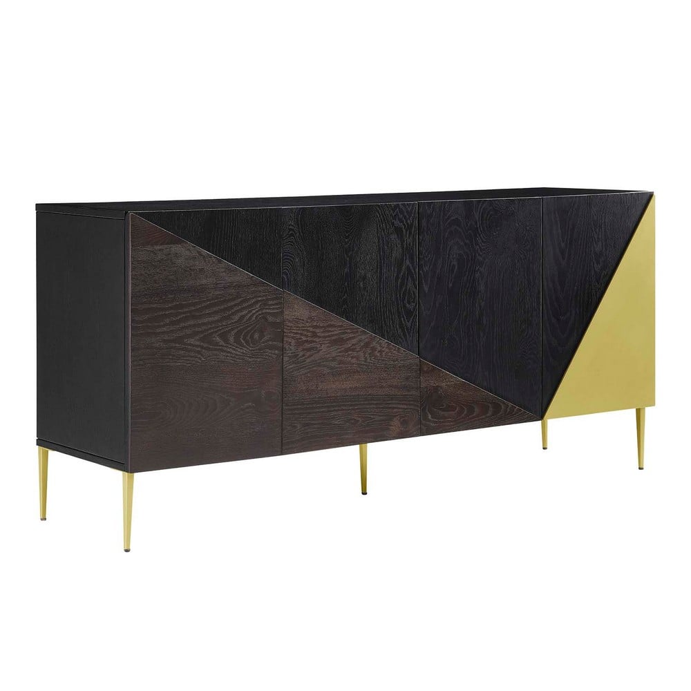 MODWAY EEI-6147-BLK-GLD ALCHEMIST 18 INCH STORAGE CABINET SIDEBOARD IN BLACK AND GOLD