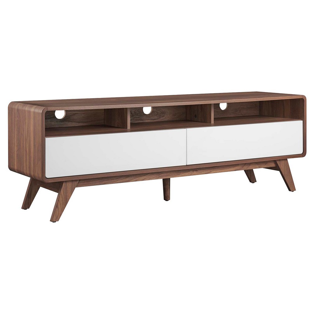 MODWAY EEI-6231-WAL-WHI TRANSMIT 60 INCH TV STAND IN WALNUT WHITE