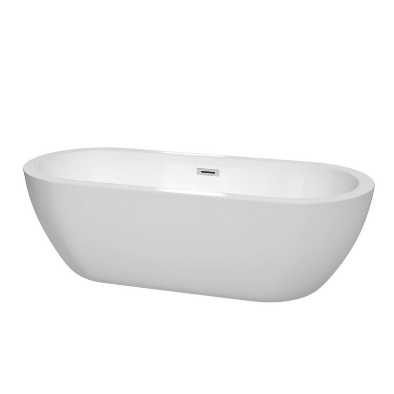 WYNDHAM COLLECTION WCOBT100272 SOHO 72 INCH SOAKING BATHTUB IN WHITE WITH POLISHED CHROME TRIM