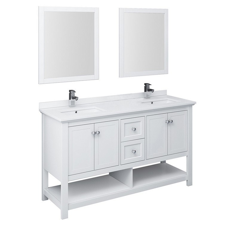 Fresca Fvn2360wh D Manchester 60 Inch, Bathroom Vanity Double Sink 60 Inches