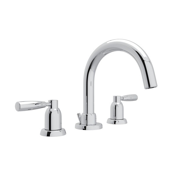 ROHL U.3955LS-2 PERRIN & ROWE 3-HOLE TUBULAR C-SPOUT WIDESPREAD LAVATORY FAUCET, METAL LEVERS