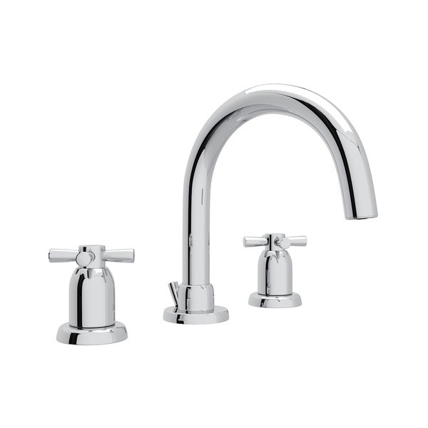 ROHL U.3956X-2 PERRIN & ROWE 3-HOLE TUBULAR C-SPOUT WIDESPREAD LAVATORY FAUCET, CROSS HANDLES