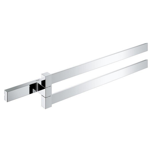 GROHE 40768000 SELECTION CUBE DOUBLE TOWEL BAR IN POLISHED CHROME