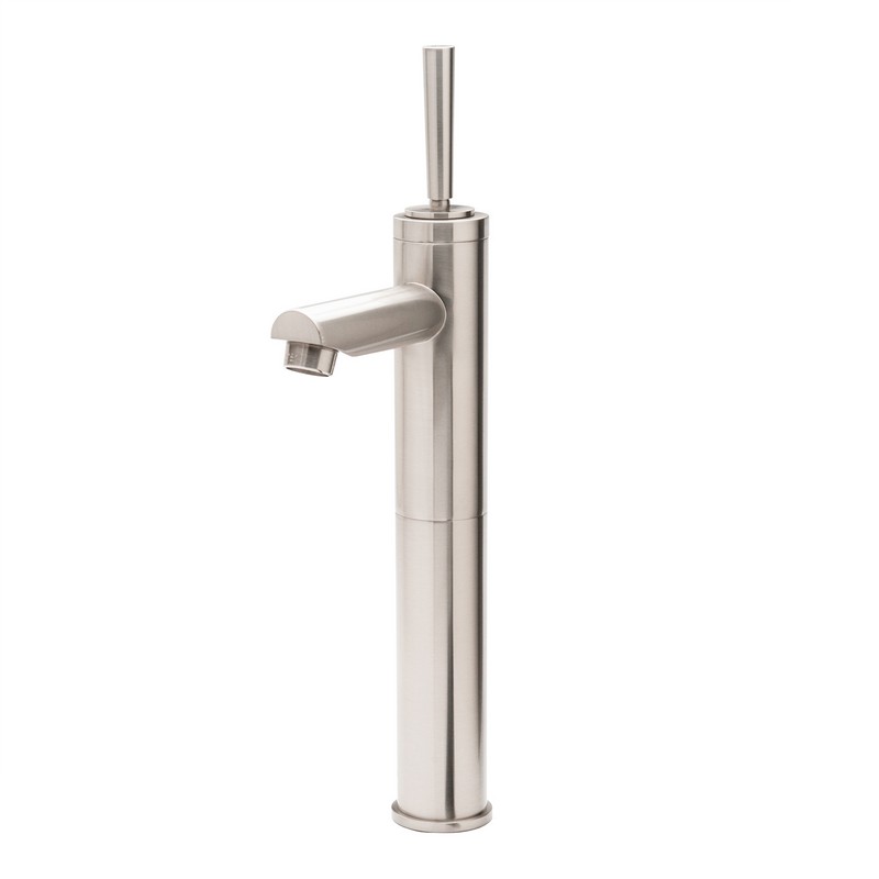 IKOU COLONNABN 9 1/4 INCH DECK MOUNTED SINGLE HOLE TALL BATHROOM FAUCET IN BRUSHED NICKEL
