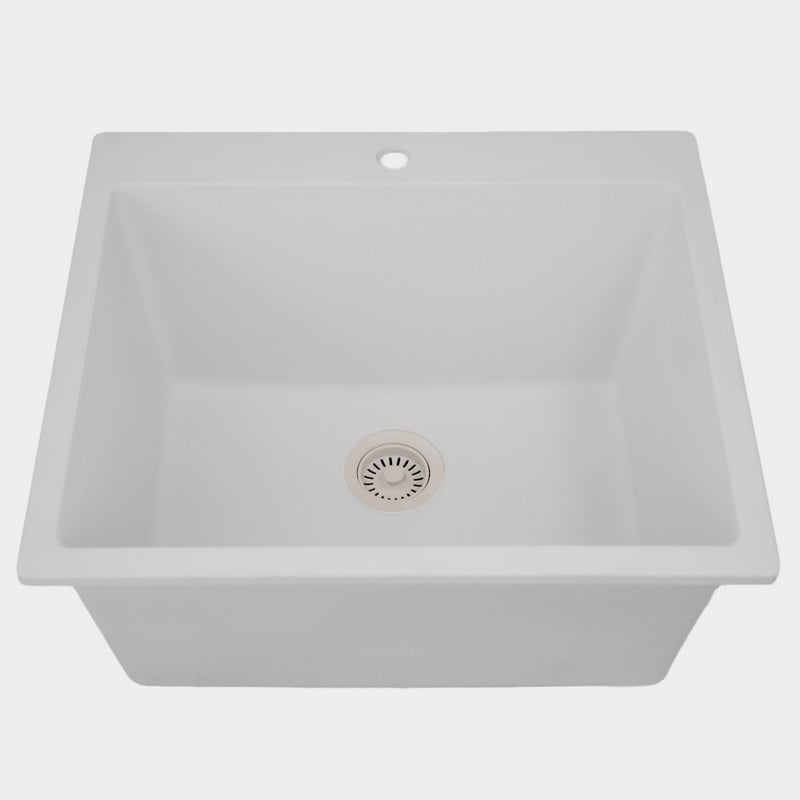 NANTUCKET SINKS PR2522-DM ROCKPORT 25 INCH SINGLE BOWL GRANITE COMPOSITE DUALMOUNT LAUNDRY SINK