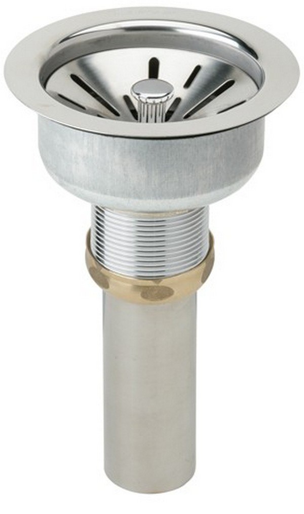 ELKAY LK335 DRAIN FITTING 3-1/2 TYPE 316 STAINLESS STEEL BODY, STRAINER BASKET WITH RUBBER SEAL AND TAILPIECE