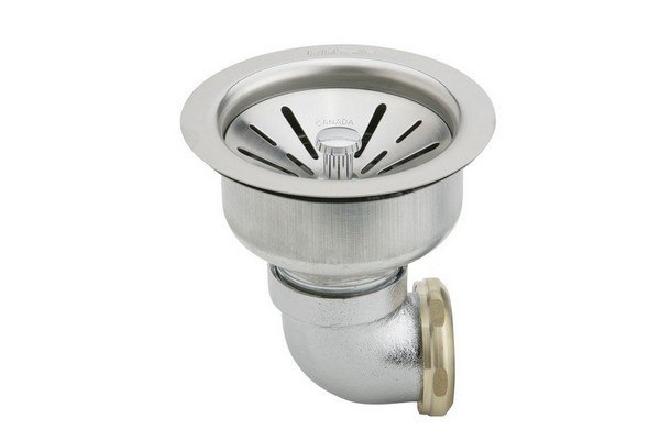 ELKAY LK35L DRAIN FITTING 3-1/2 TYPE 304 STAINLESS STEEL BODY, STRAINER BASKET, TAILPIECE, AND ELBOW