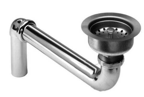 ELKAY LKAD35 DRAIN FITTING 3-1/2 STAINLESS STEEL BODY, STRAINER BASKET, AND OFFSET TAILPIECE