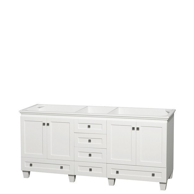 WYNDHAM COLLECTION WCV800072DWHCXSXXMXX ACCLAIM 72 INCH DOUBLE BATHROOM VANITY IN WHITE, NO COUNTERTOP, NO SINKS, AND NO MIRROR