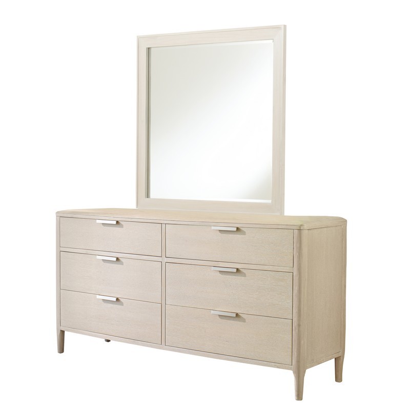 PALMETTO HOME 230-140-04M PEARL 68 INCH SIX DRAWER DRESSER AND LANDSCAPE WOOD MIRROR COMBO - SAND