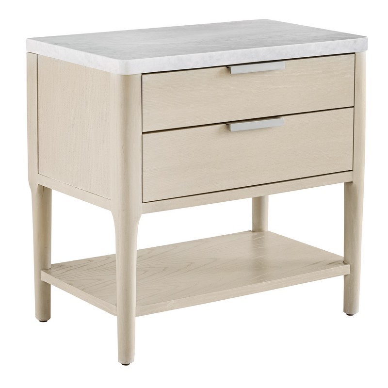 PALMETTO HOME 230-355 PEARL 28 INCH LEG NIGHTSTAND WITH MARBLE TOP AND USB PORT - SAND